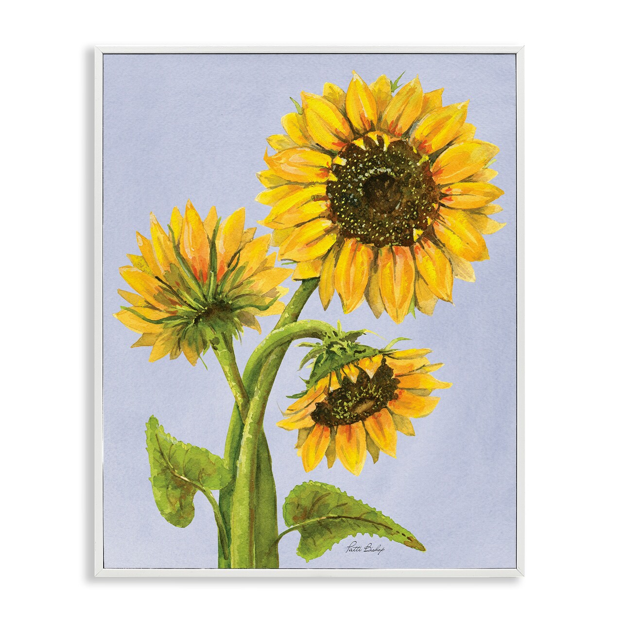 Stupell Industries Sunflower Trio Against Blue Framed Giclee, design by Patti Bishop